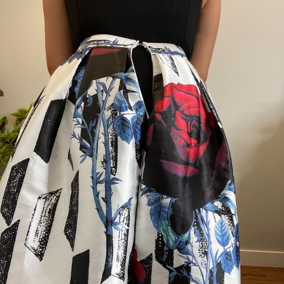 Floral Lined Puffy Midi Skirt -L- - Picture 9 of 11